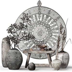 Decorative set 015 with Macrame panno